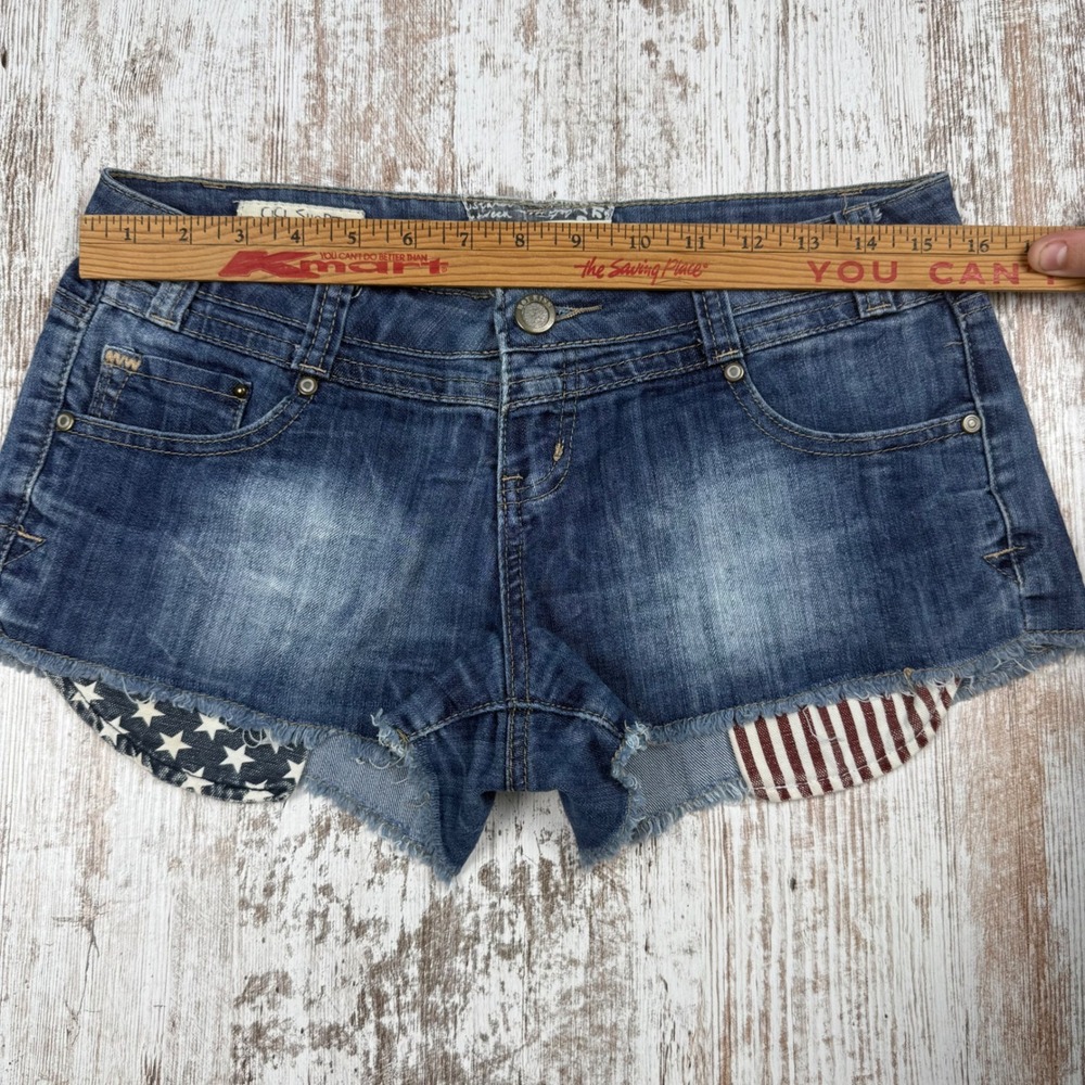 VTG Y2K Hot Kiss Cici Micro Shorts Sz 7 America Stars Low Rise 4th of July 2" - Picture 5 of 8
